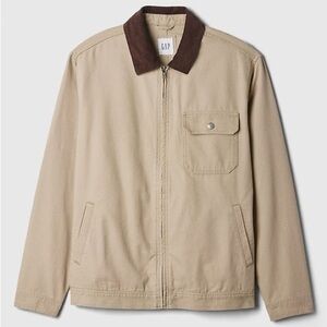 Gap Relaxed Canvas Chore Jacket, Khaki, Medium
